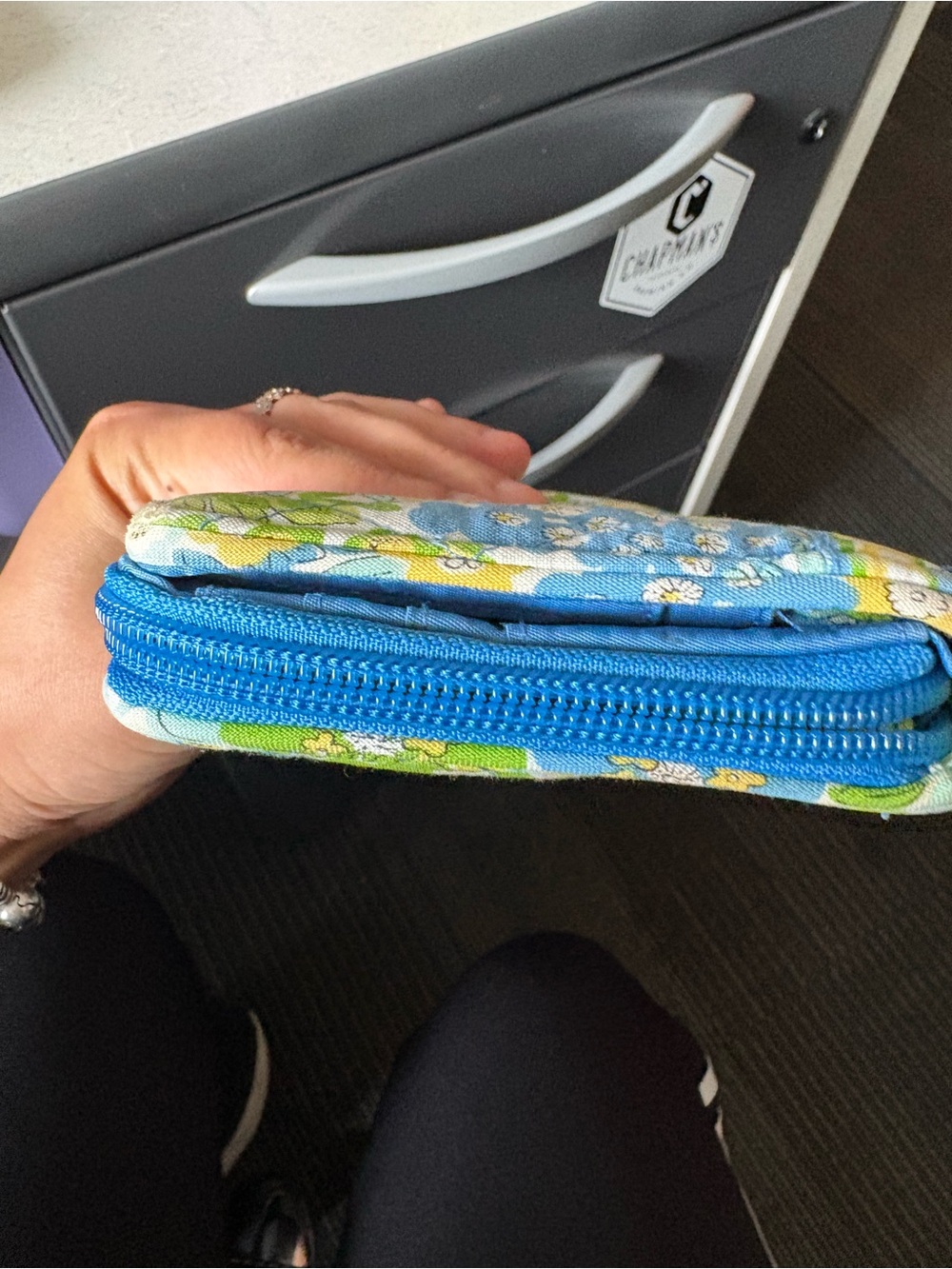 Vera Bradley Blue, Green & Yellow Quilted Floral Zip Wallet - Picture 4 of 9